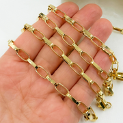 Gold Plated 925 Sterling Silver Flat Oval Link Chain
